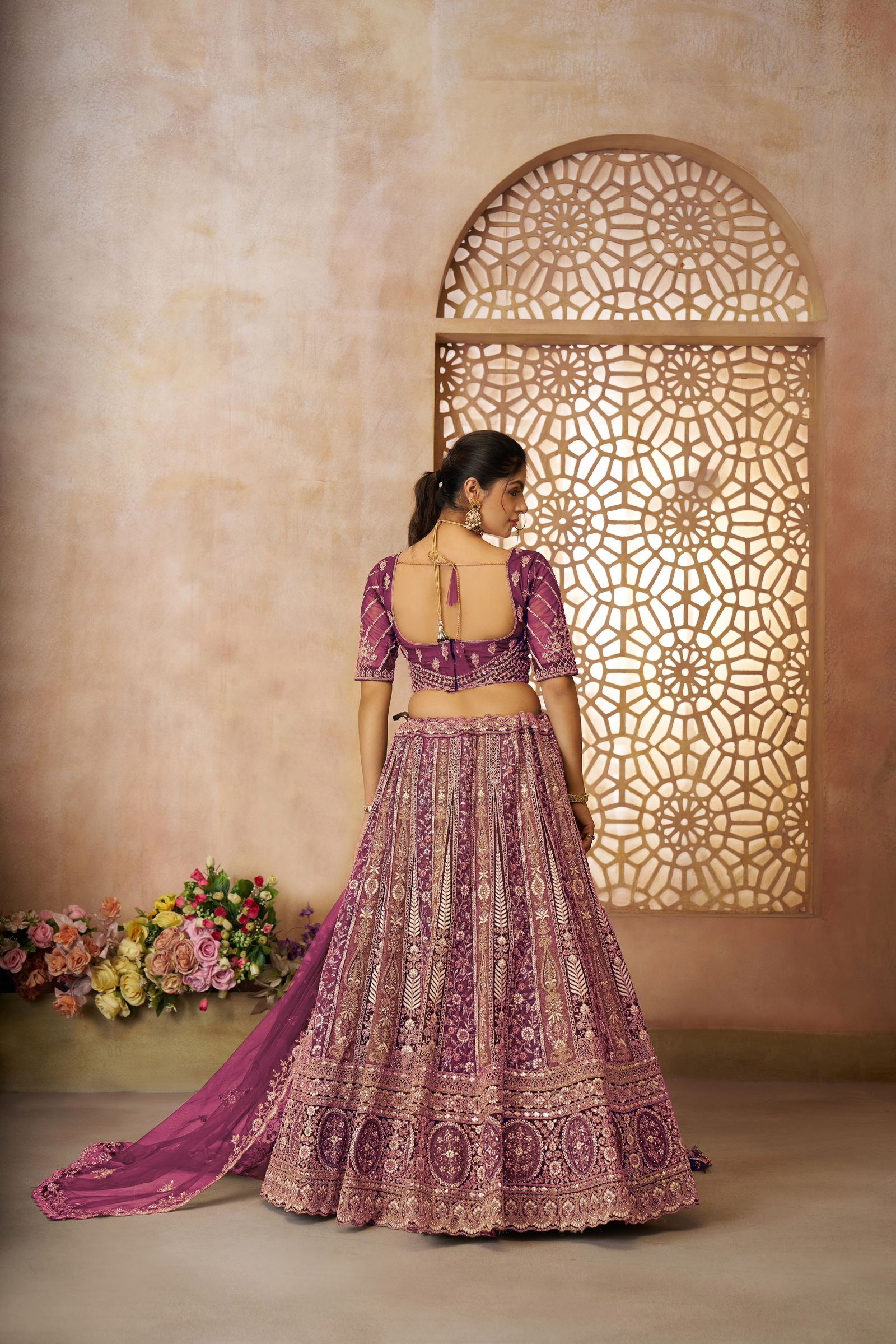 Kf 04 Dark Purple Soft Net Gorgeous Bridal Lehenga Wholesale Clothing Distributors In India